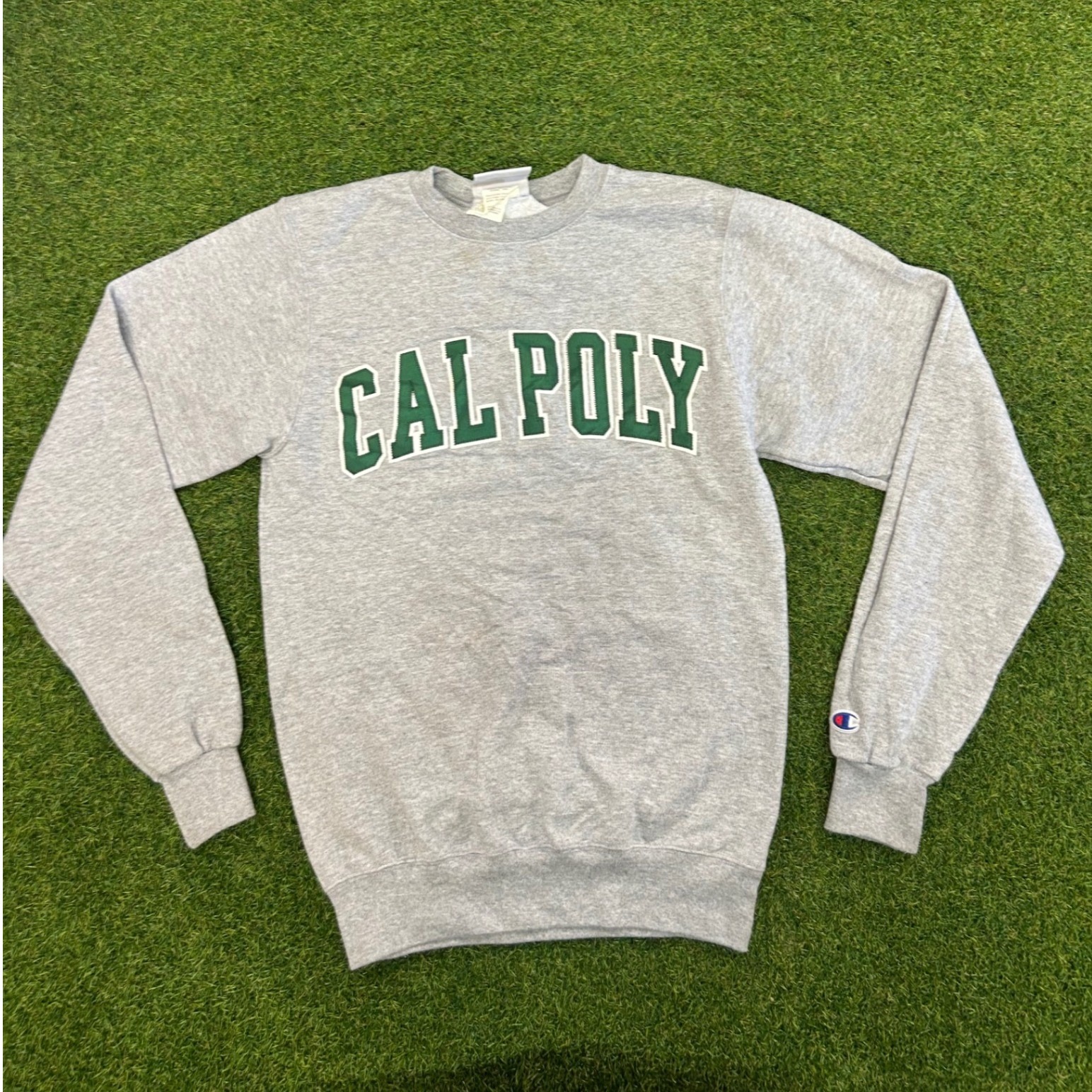 Champion Cal Poly Crewneck Sweatshirt Gray Collegiate Applique Mens Xs